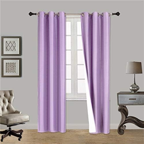 2 Piece Faux Silk Window Blackout Curtain Solid Pattern with Bronze Antique Grom…
