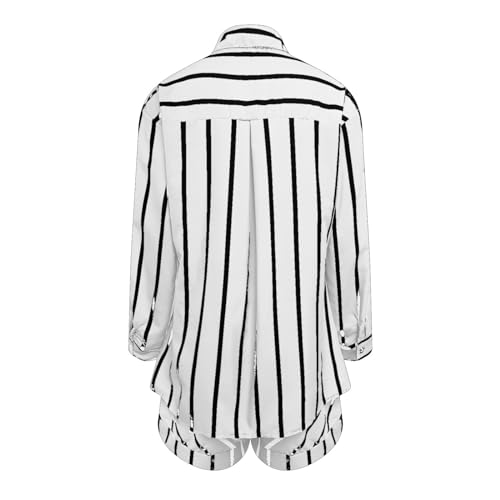 NSICBMNO 2 Piece Outfits Women Loungewear Sets Striped Shirt And Shorts Co Ord Summer Sets Tracksuit Set Two Piece Lounge Sets Casual Outfits Matching Shorts Sets For Going Out Holiday Beach - Image 7