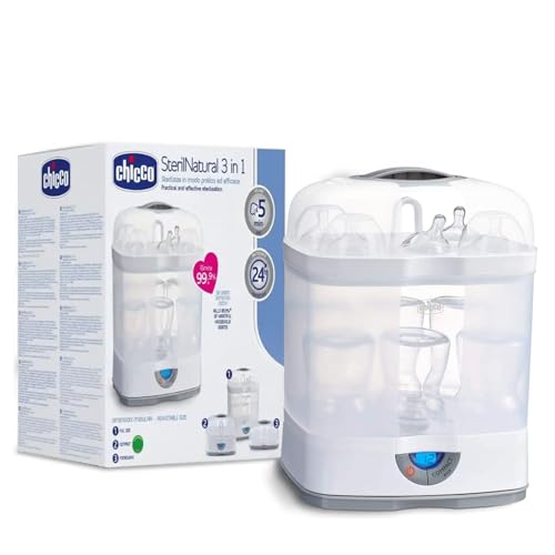 Image of Chicco 3 in1 Steam Sterilizer | Microwave Safe | Sterilizes upto 6 Bottles | Kills 99.9% Of Germs | 24hrs Sterilization in 5 Mins | Auto Switch Off |Portable & Travel Friendly | 2 Years Warranty Cover