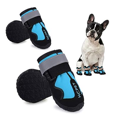 Hcpet Dog Boots, Waterproof Dog Shoes, Dog Booties with Reflective Rugged Anti-Slip Sole and Skid-Proof, Outdoor Dog Rain Boots for Small to Large Dogs, Four Ways Stretch Paw Protectors 4Ps