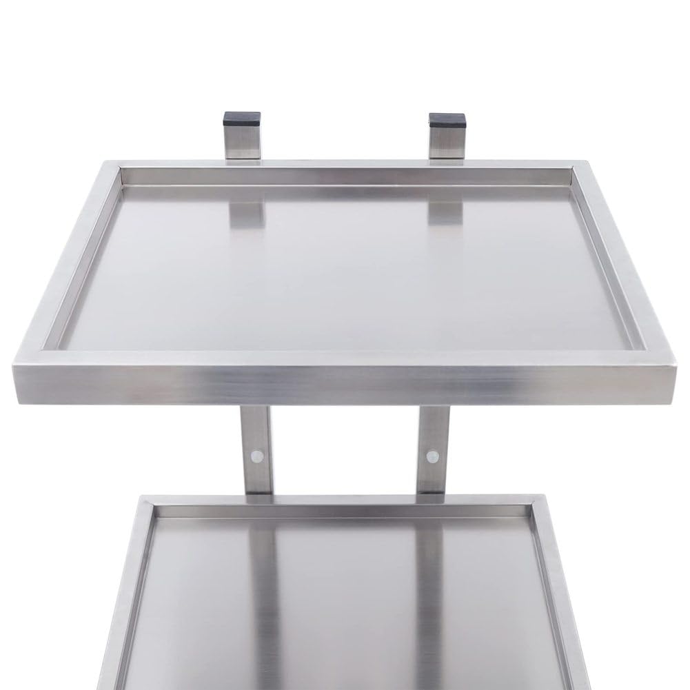 Carrito rodante de acero inoxidable de 2 niveles, carrito de servir plegable con ruedas, bandeja versátil para tatuajes, belleza y uso en la cocina, diseño duradero y portátil
