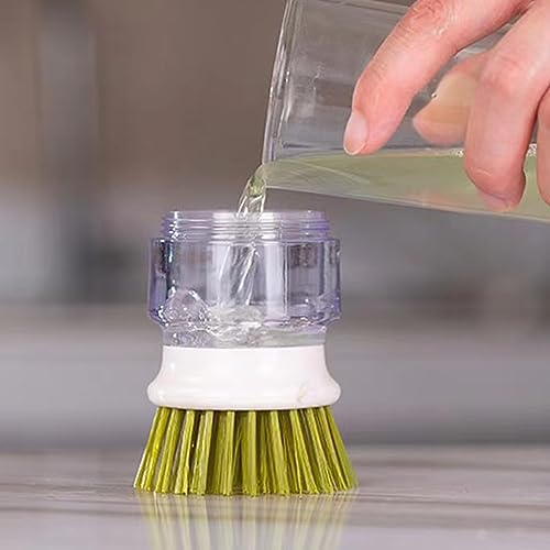 Palm Scrub Refillable Soap Dispensing Cleaning Washing Up Kitchen Brush with Storage Stand Holder, Grey - Image 7