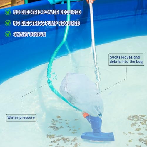 Miniatura 6 de Limpiafondos Piscina Manual, Yanghad Aspiradora Manual Piscina, Removable Pool Bottom Cleaner Con Bolsa Filtrante, Set Limpieza, Para Piscinas, Spas, Fuentes, Bañeras De Hidromasaje Azul