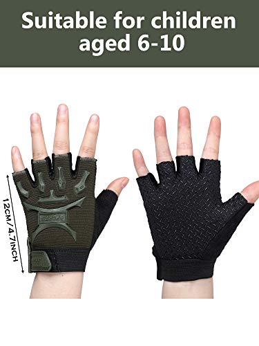 Satinior 4 Pairs Kids Cycling Gloves Half Finger Bike Gloves Non-Slip Mitten Outdoor Sports Roller Skating Gloves For Boys And Girls #TOP2