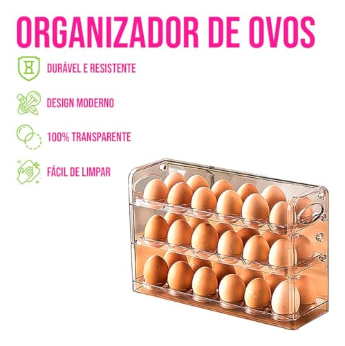 House Organizer - Organizador de Ovos com 3 Andares, Suporta 36 unidades, Pode ser usado na Geladeir