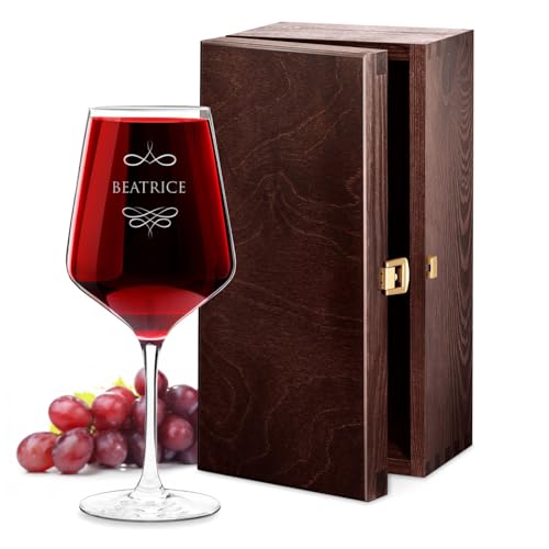 Maverton Calice da vino Rubino XL - incisione personalizzata - 530 ml - in vetro - ideale per il vino rosso e bianco - regalo di compleanno per la donna - regalo di Natale - nome