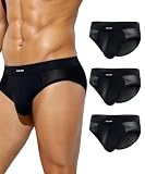 [Casey Kevin] ブリーフ メンズ 下着 パンツ ビキニブリーフ 前閉じ 3枚 セット 立体成型フロント 男性用 アンダーウエア 通気性 CK4023 ブラックx3枚 XXL