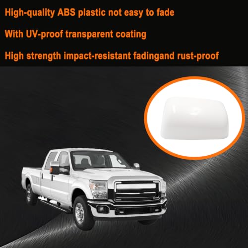 Mountsky Right Passenger Side Replacement Mirror Cover Compatible with Ford F250 F350 F450 F550 2008 2009 2010 2011 2012 2013 2014 2015 2016 Exterior Door Side Rearview Mirror Cap Cover (White) by MountSky - Used condition - Image 2