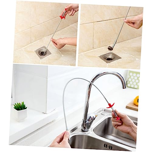 SEWACC 3 piezas Herramienta Flexible para Desatascar Tuberías de Pinza Extractora de Cables para Limpieza de Desagües Cocina y Baño Uso Doméstico y Restaurantes Colores Color Aleatorio