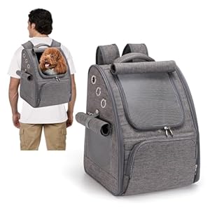 PETCUTE Transportin Gato Mochila Perro Pequeños Bolsa para Transportar Gatos Transpirable Viaje Mochila para Llevar Perros Gato Gris