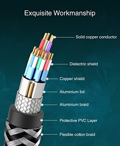BlueRigger 10K 8K HDMI 2.1 Cable 48Gbps (10FT, 8K 60Hz, 4K 120Hz, eARC, HDR10 VRR HDCP 2.3) Ultra High Speed HDMI Cable Braided Cord - For Gaming Xbox Series X Roku HDTV Monitor 7 418dAn2phWL