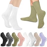 MYDEAR 8 Pares Calcetas Antiderrapantes Mujer, Calcetines de Yoga Antideslizantes Calcetines Largos de Compresión Pilates,...
