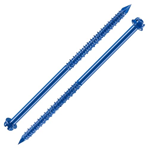 Wensilon(30 PCS) 1/4" * 5" Slotted Hex Concrete Screws Anchor Blue Hexagon Head for Anchoring to Masonry, Block or Brick Stucco