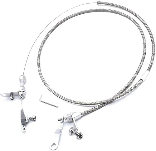 1 PC SHLPDFM Kick Down Cable Stainless Steel Braided Silver Kick Down Cable Transmission Kickdown Trans Fits For Ford C6 Transmission