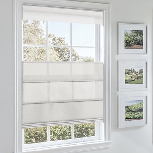Sulugood Top Down Bottom Up No Drill Roman Shades for Windows No Tools Roman Shades, UV Protection...
