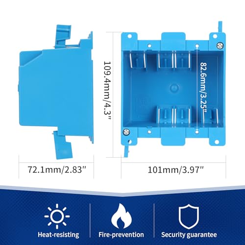 Image of XIUTE Old Work Electrical Outlet Boxes 2 Gang for Home Modification, 25 Cubic inches Living Hinges,Adjustable Mounting Tabs, ETL Approved,(Blue, 12Pack)