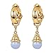 Produktbild Malaika Raiss Ohrringe Damen Gold Dangling Gemstone Blue - Ohrclips Creole mit Anhänger Blaue Chalcedon Kugel - MAR-E3237BLUg