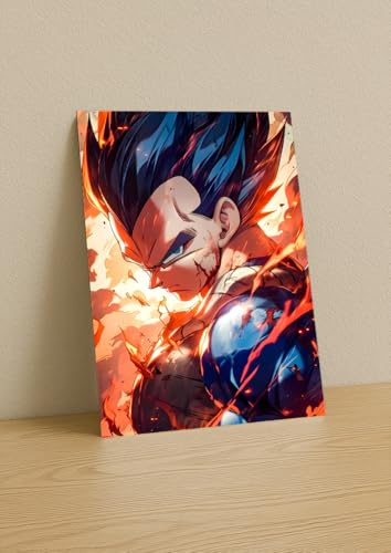 Image of NIJUKA Anime Printed A4 Size Metal sheet Poster For Home And Room Decoration | For Anime Art Fans Boys And Girls (Serious Mood Vegeta)