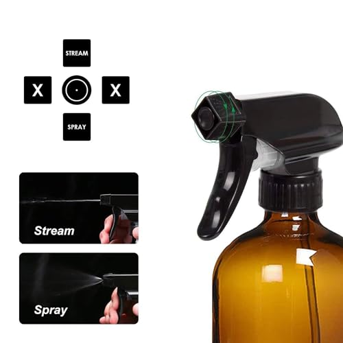 Miniatura 2 de Essenciales Bote Spray Pulverizador Cristal De 500ml - 2 Botes De Color Ámbar - Botellas Rellenables Con Gatillo Multiusos
