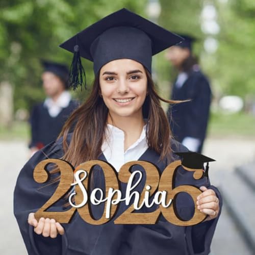 Personalized Graduation Sign 2026 With Name, Custom Wooden Class of 2026 Photo Prop, Graduation Party Decor, Senior Year Photo Prop, Graduate Gift for High School College Students - Design 2