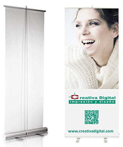 ROLL UP IMPRESION INCLUÍDA FLM Low Budget| Roll Banner | Banner Display | Feria atril | Banner | pantalla Banner | Online diseñar | (Tu Diseño, 120x200cm)