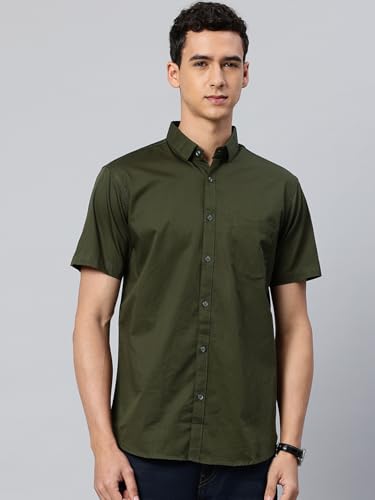 Image of Majestic Man Slim Fit Pure Cotton Half Sleeve Solid Casual Shirt