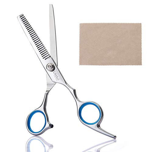 LIHAO Ciseaux à Effiler Professionnel, 6” Ciseaux de Coiffure, Ciseaux Barber Salon en Acier Inox pour Cheveux avec Chiffon