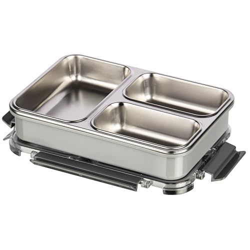 Image of Polyset Munch Mate 800 3 Partition PU Insulated Lunch Box with Partitions | Keeps Food Warm | Office & School (Grey, 800-3)