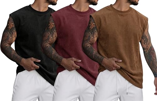 Image of RodZen Mens Polyester Tank Tops Sleeveless Round Neck T-Shirt for Gym, Running and Outdoor