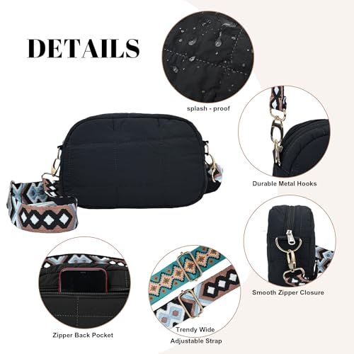 Quilted Crossbody Bags for Women Puffer Shoulder Bag with Adjustable Wide Strap Puffy Dupes Nylon Crossbody Purse3