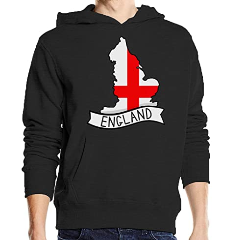 Sweat à capuche Angleterre en coton noir durable aux finitions premium
