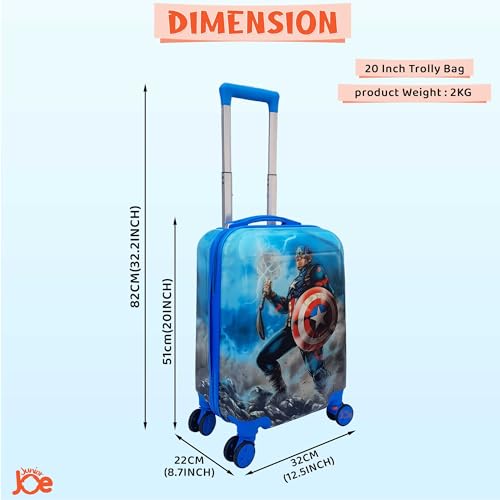 Image of JUNIOR JOE 20 Inch Kids Suitcase with 4 Wheel Travel Trolley Bag (4 Day Trip) (Sky blue-20inch)