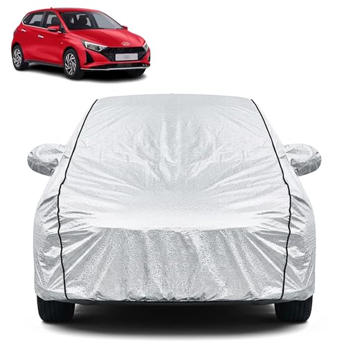Image of Waterproof Car Cover for Hyundai i20 | Dustproof, UV Resistant & Scratch Protection | Soft Cotton Lining | Triple Stitched | Mirror Pockets & Elastic Fit | Silver