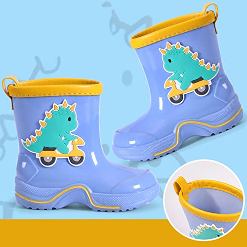 Kids Baby Cartoon Shoes Reto Classic Children Rainboots PVC Rubber Children Water Shoes Toddler Size 7 Boots Girls (Purple, 12-12.5 Years)3