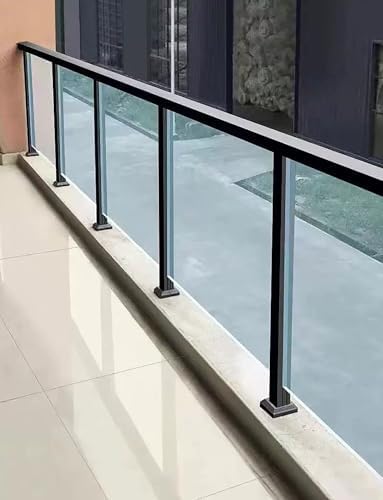 Stylish Glass Panel Posts for Balconies - Square Base Railing for Indoor Stairs & Corner Support - 1000MM Right Angle Design for Modern Homes