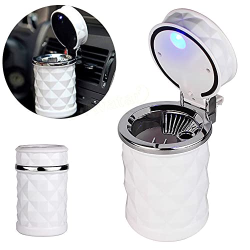 Image of Car Ashtray Smokeless Vehicle Ash Auto Car Ashtray with Lid & Blue LED Light Indicator for Car Cup Holder&Home&Office