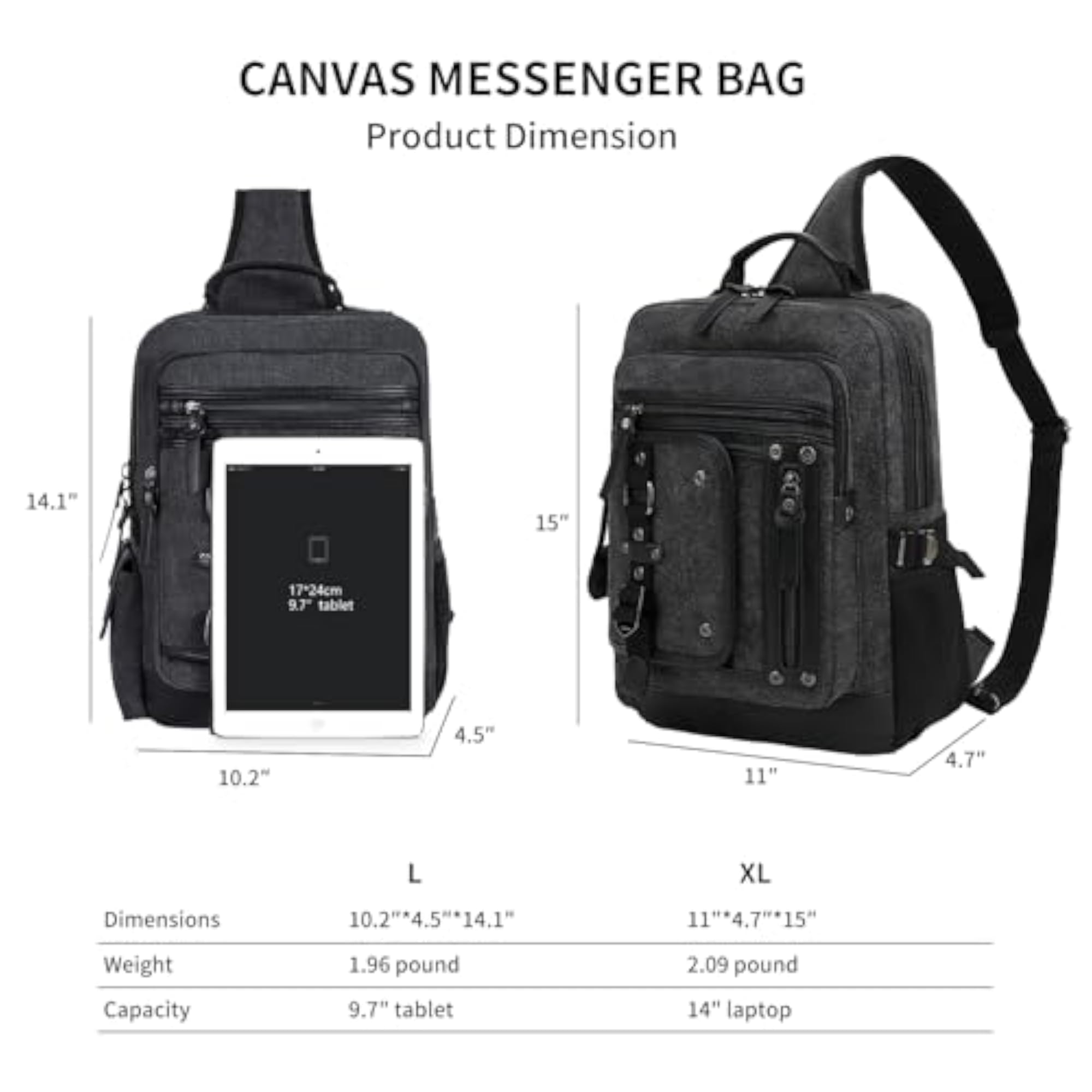 Retro Messenger Bag Men Sling Bag for Outdoor Use