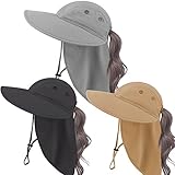 3pcs Sun Hat with Ponytail Hole for Women - Wide Brim Sun Hats for Women Uv Protection - Foldable Fi