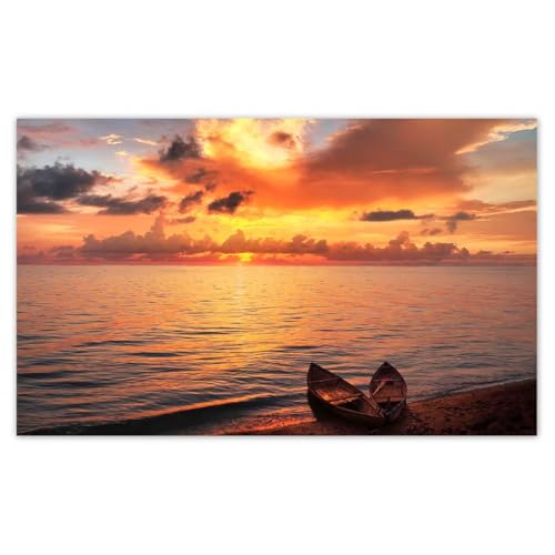 Papier peint bateaux coucher du soleil cachez les défauts muraux 416x254cm