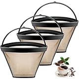 Bouaida Reusable Coffee Filters Suitable for Ninja Coffee Maker, 3Pcs Cone Coffee Filters 4, Which Can Be Used to Replace the Cuisinart Coffee Maker Filter 4