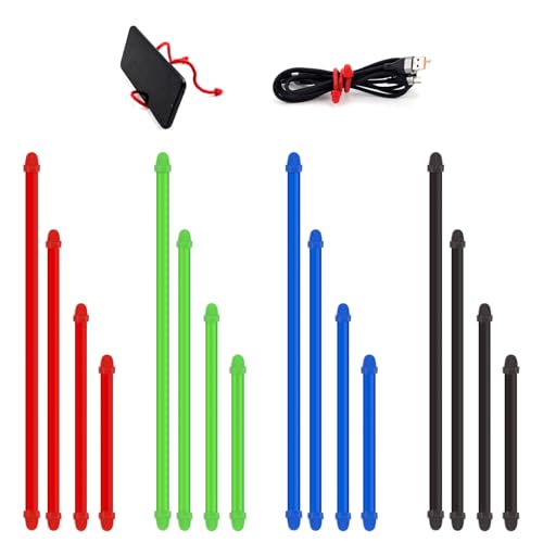 16PCS Silicone Cable Ties, SEILETOO Reusable Twist Ties for Bundling and Holding, Bendable Cable Ties, Cord Ties for Electronics, Stuff, Book Markers