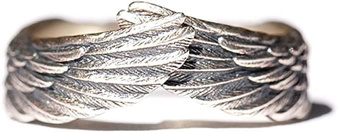 Wuzeautk Wings Ring Fashion Creative Feather Angel Ring Open Adjustable Guardian Ring for Women