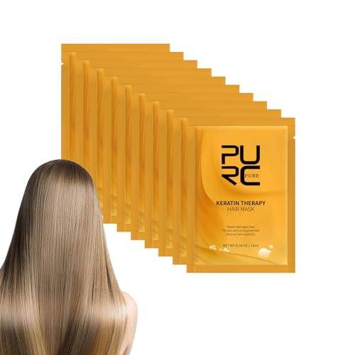 10 Pcs Keratin Hair Mask Deep Conditioner Keratin Hair Treatment Mask Instantly Smooth Shiny Deep Nourishing Hair Mask for Dry & Damaged & Frizzy & Colour-Treated Hair