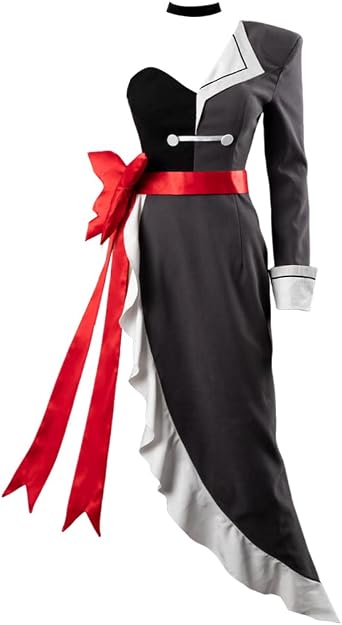 Vaggie Cosplay Costume Dress, Full Outfit for Halloween, Includes Choker, Red Bow, and Eye Patch