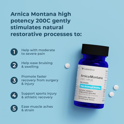 VitaMedica Arnica Montana 200C Rapid Dissolve Tablets for Natural Pain, Bruising, and Swelling Support - High Potency Homeopathic Medicine for Injury and Surgery Recovery - 150 Ct - 50 Servings - Image 4