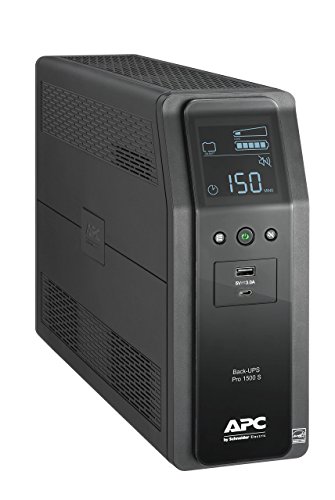 APC UPS BR1500MS, 1500VA Sine Wave UPS Battery Backup & Surge Protector, Backup Battery with AVR and LCD Display, 2 USB Charging Ports, Uninterruptible Power Supply, APC Back-UPS Pro Series (Renewed)