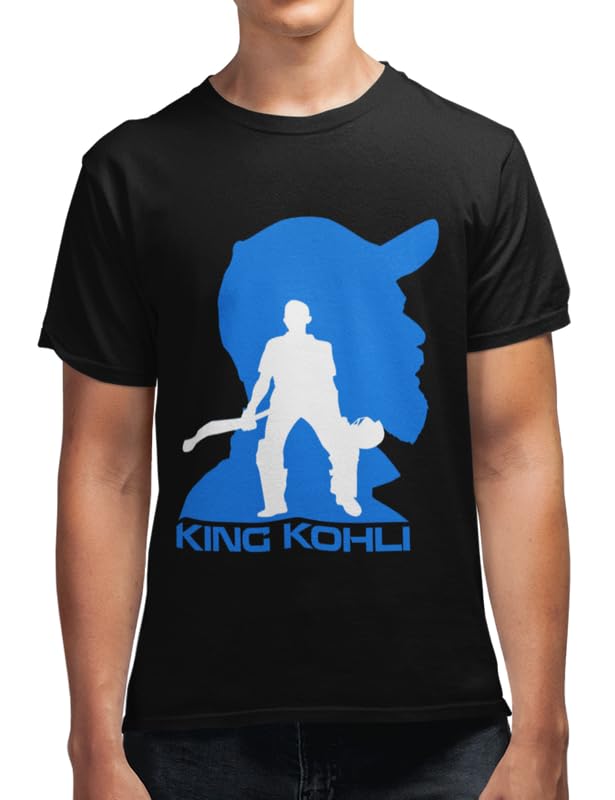 Revind.442King of Team India Cricket Century Celebration Pure Cotton Men's Graphic Printed Round Neck T-Shirt