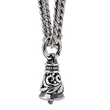 [silver KYASYA]6面カット ダブル喜平ネックレス ベル ステンレス シルバー 燻し仕上げ ブラック シングル 鐘 唐草 ペンダント メンズ ごつめ HIPHOP b系 50cm 60cm 男性(50cm)