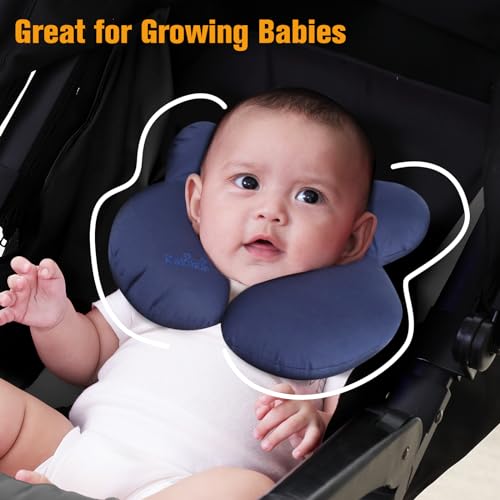 Image of KAKIBLIN Baby Travel Pillow, Upgraded Baby Neck Pillows for Car Seat, Infant Neck Support Pillow for Head and Neck,Newborn Head Support for Car Seat, Stroller, Pushchair(Blue)
