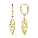 TAKUGI Aretes de oro de 14 quilates para mujer, aretes de aro de oro para mujer, aretes colgantes para mujer, aros trenzados, silueta hueca, aretes colgantes para mujer